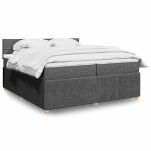 Box spring postel s matrací tmavě šedá 200x200 cm textil - obrázek 1
