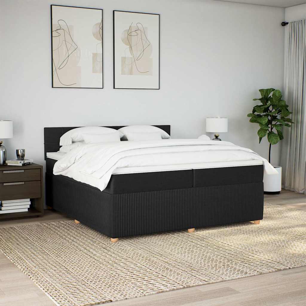 vidaXL Boxspring met matras stof zwart 200x200 cm afbeelding