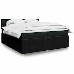 Box spring postel s matrací černá 200x200 cm textil - obrázek 1