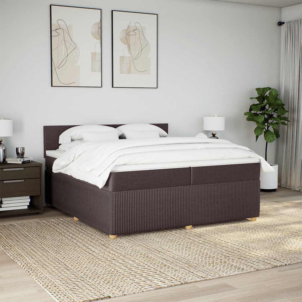 vidaXL Boxspring met matras stof donkerbruin 200x200 cm afbeelding