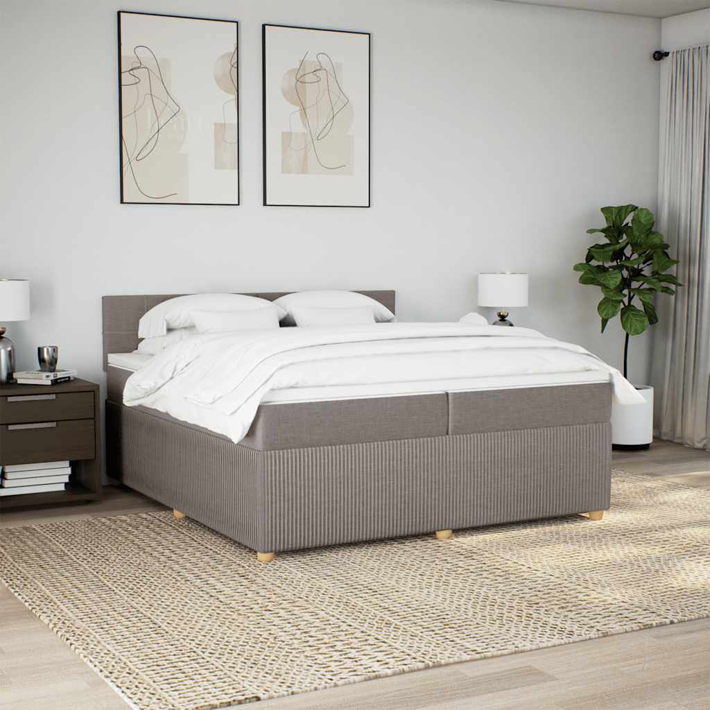 vidaXL Boxspring met matras stof taupe 200x200 cm afbeelding