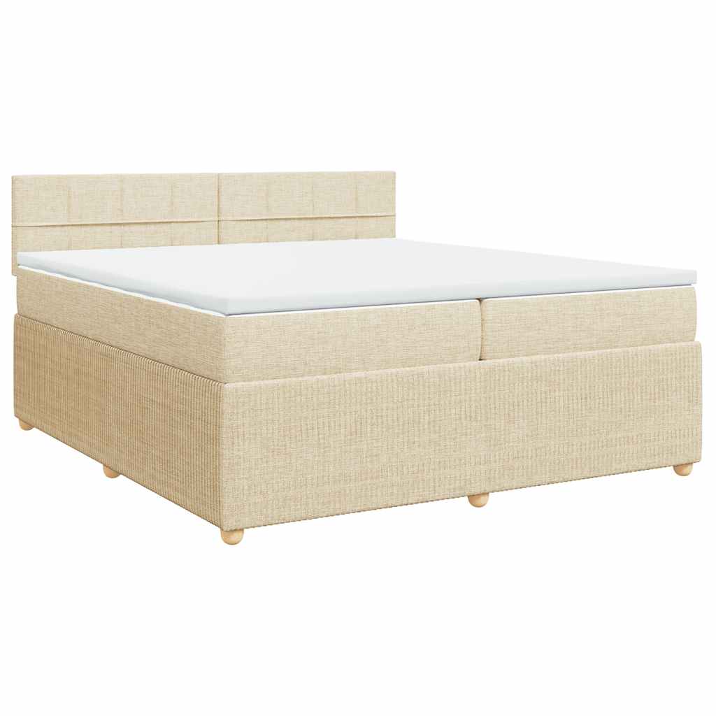vidaXL Boxspring met matras stof crèmekleurig 200x200 cm, foto 3