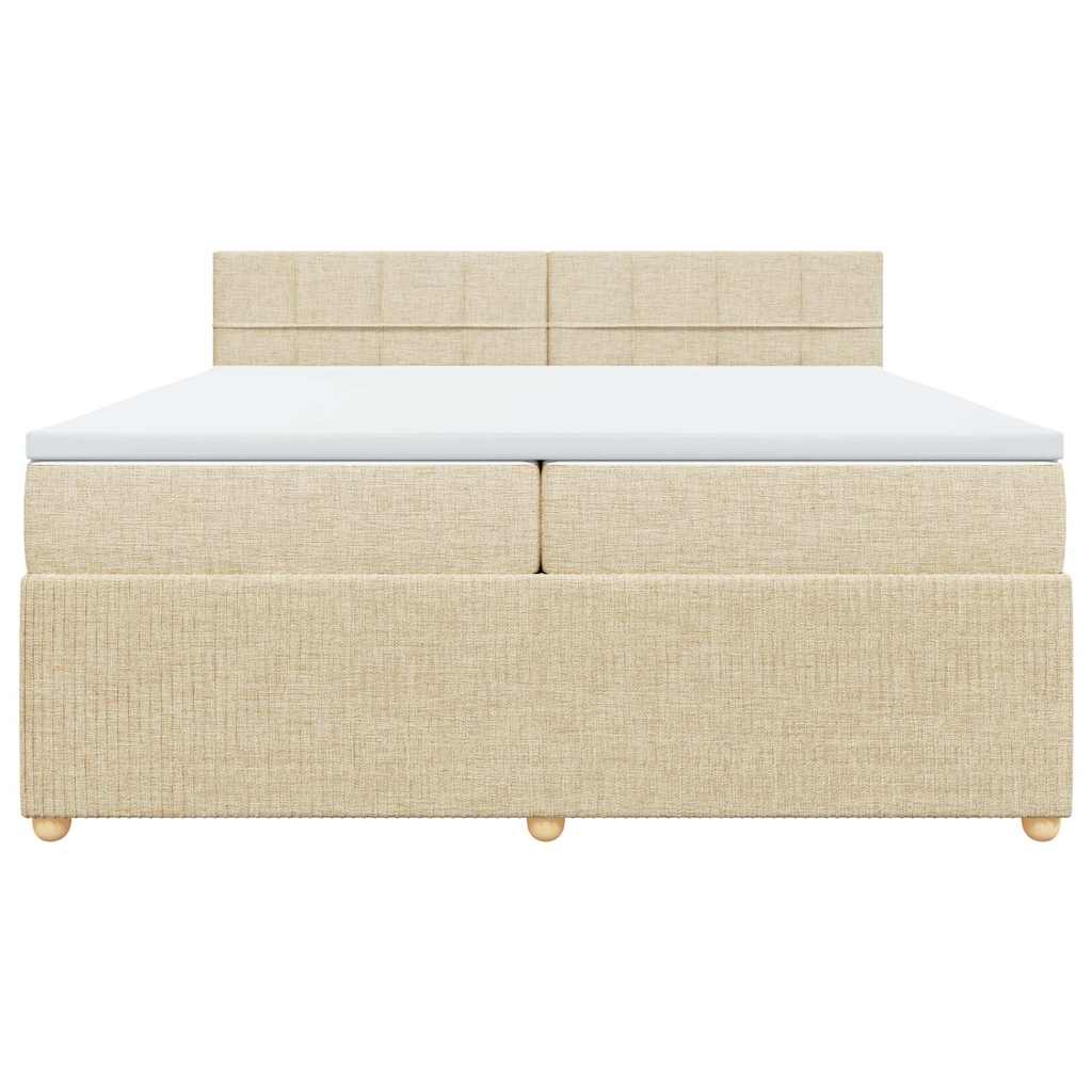 vidaXL Boxspring met matras stof crèmekleurig 200x200 cm, foto 4