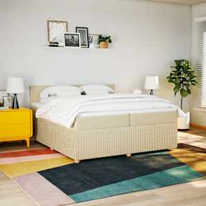 Box spring postel s matrací krémová 200x200 cm textil - obrázek 3