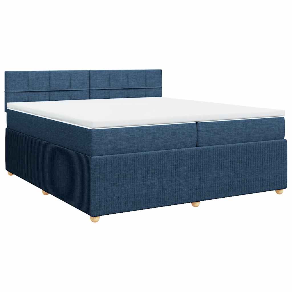 vidaXL Box spring postel s matrací modrá 200x200 cm textil