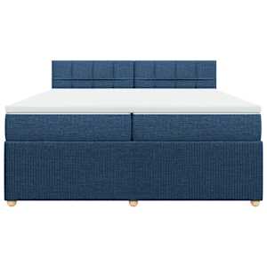 Box spring postel s matrací modrá 200x200 cm textil - obrázek 4