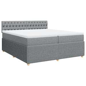 Box spring postel s matrací světle šedá 200 x 200 cm textil - obrázek 2
