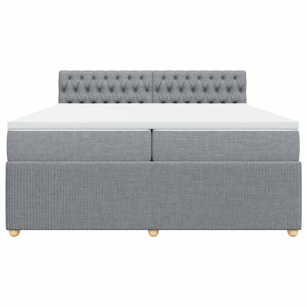 vidaXL Boxspring met matras stof lichtgrijs 200x200 cm grijs, foto 4