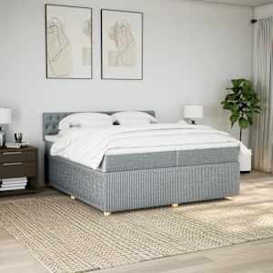 Box spring postel s matrací světle šedá 200 x 200 cm textil - obrázek 3