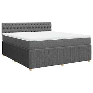 Box spring postel s matrací tmavě šedá 200x200 cm textil - obrázek 2