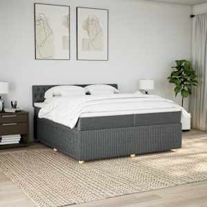 Box spring postel s matrací tmavě šedá 200x200 cm textil - obrázek 3