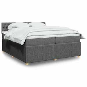 Box spring postel s matrací tmavě šedá 200x200 cm textil - obrázek 1