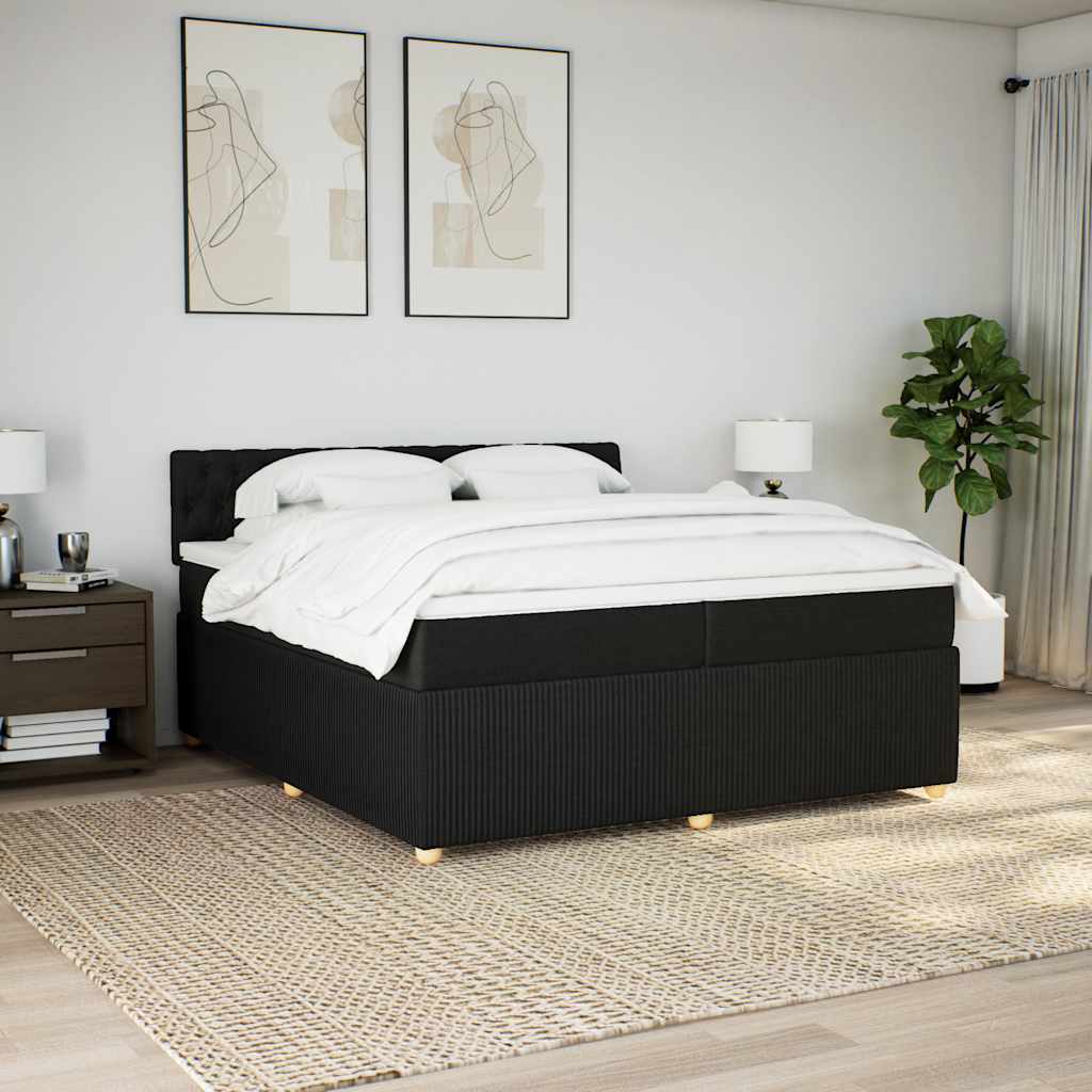 vidaXL Boxspring met matras stof zwart 200x200 cm afbeelding