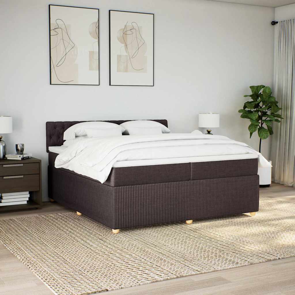 vidaXL Boxspring met matras stof donkerbruin 200x200 cm afbeelding
