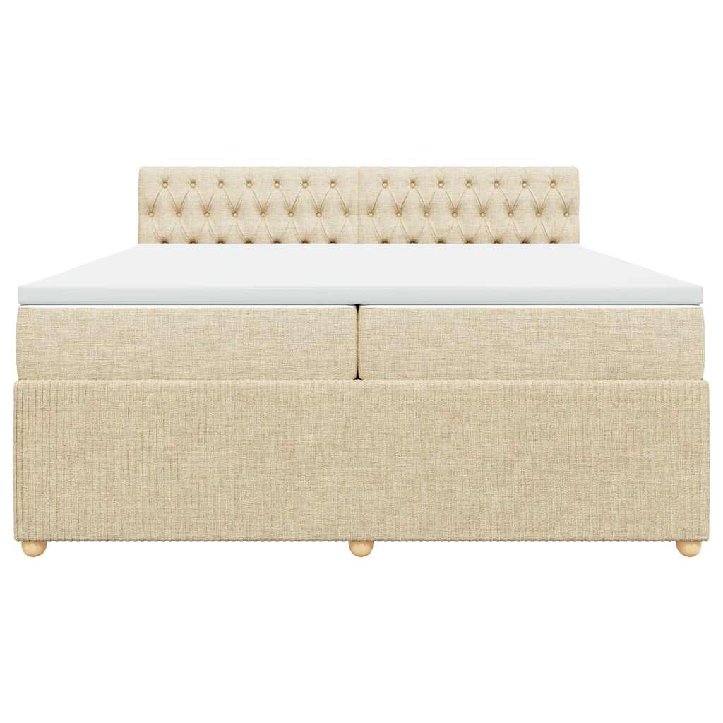 vidaXL Boxspring met matras stof crèmekleurig 200x200 cm, foto 4