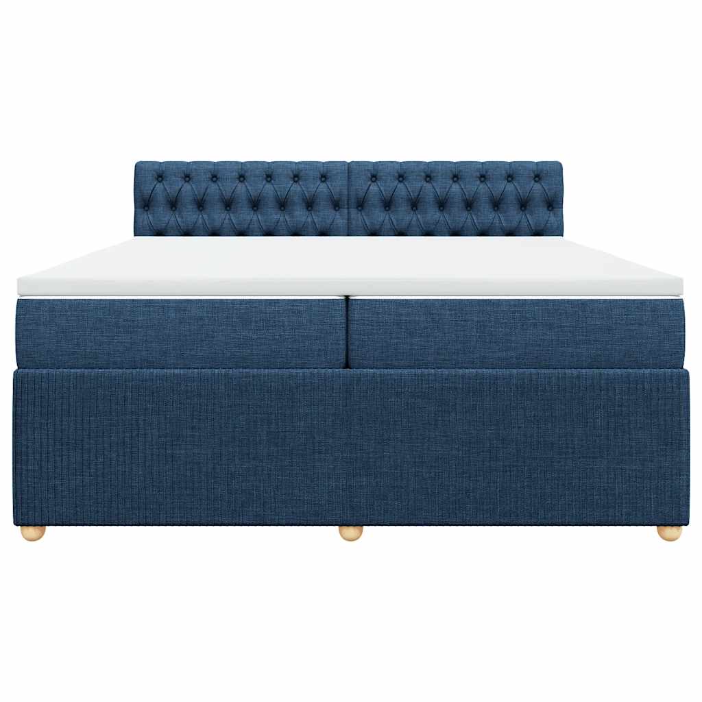 vidaXL Boxspring met matras stof blauw 200x200 cm, foto 4