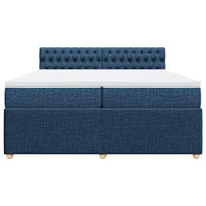 Box spring postel s matrací modrá 200x200 cm textil - obrázek 4