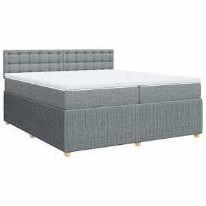 Box spring postel s matrací světle šedá 200 x 200 cm textil - obrázek 2