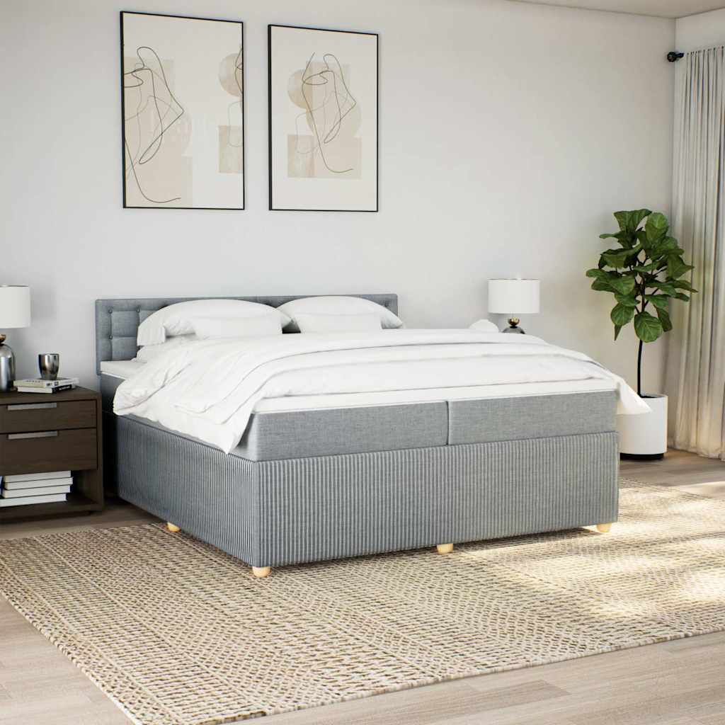 vidaXL Posteľný rám boxsping s matracom bledosivý 200x200 cm látka