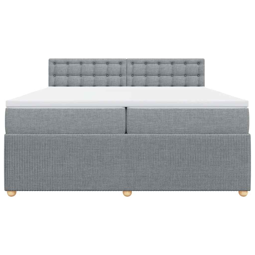 vidaXL Boxspring met matras stof lichtgrijs 200x200 cm grijs, foto 4