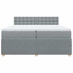Box spring postel s matrací světle šedá 200 x 200 cm textil - obrázek 4