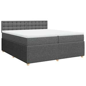 Box spring postel s matrací tmavě šedá 200x200 cm textil - obrázek 2