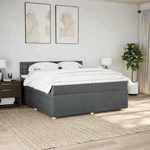 Box spring postel s matrací tmavě šedá 200x200 cm textil - obrázek 3