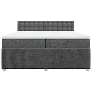 Box spring postel s matrací tmavě šedá 200x200 cm textil - obrázek 4