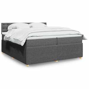 Box spring postel s matrací tmavě šedá 200x200 cm textil - obrázek 1