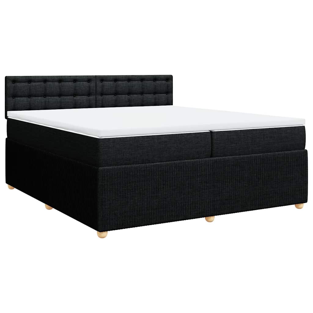 vidaXL Pat box spring cu saltea, negru, 200x200 cm, textil