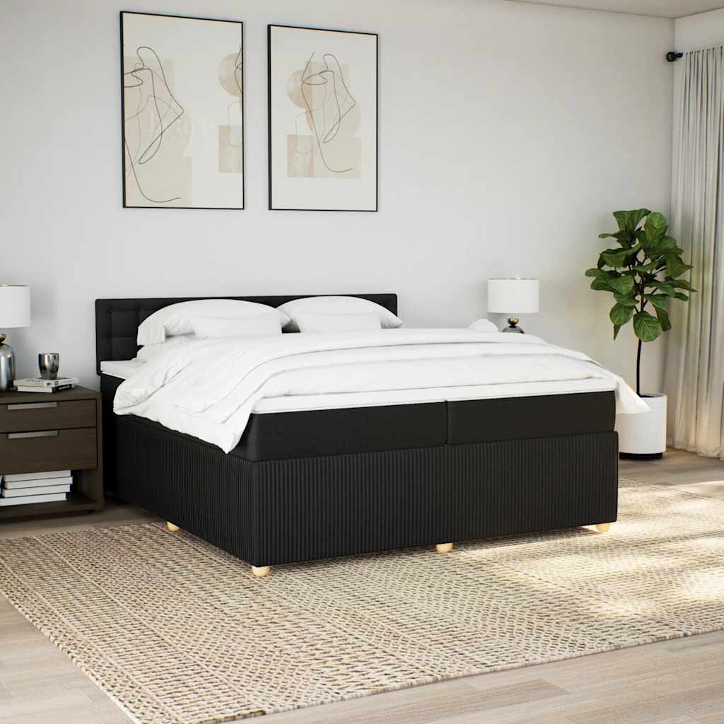 vidaXL Boxspring met matras stof zwart 200x200 cm afbeelding