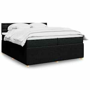 Box spring postel s matrací černá 200x200 cm textil - obrázek 1