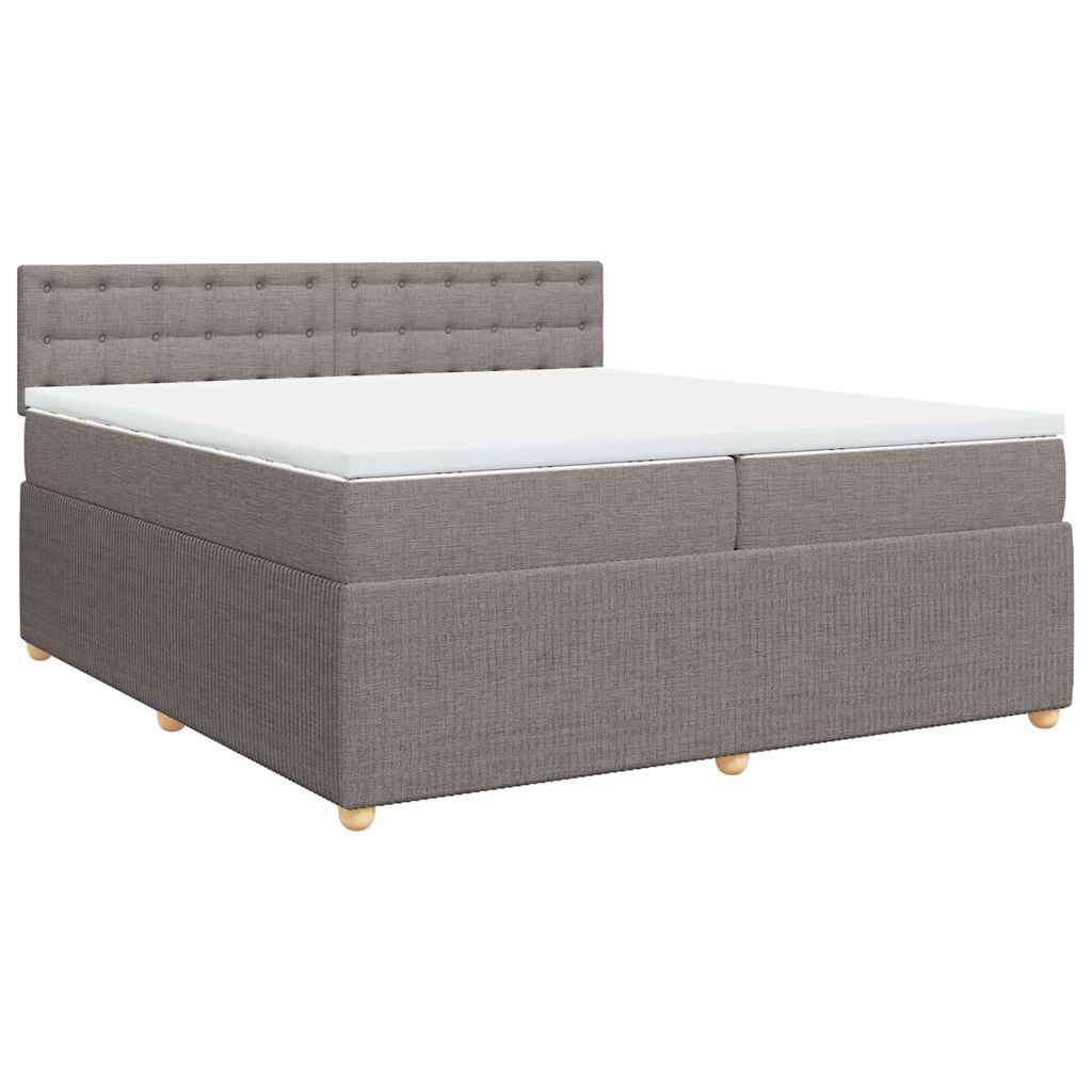 vidaXL Box spring postelja z vzmetnico taupe 200x200 cm blago