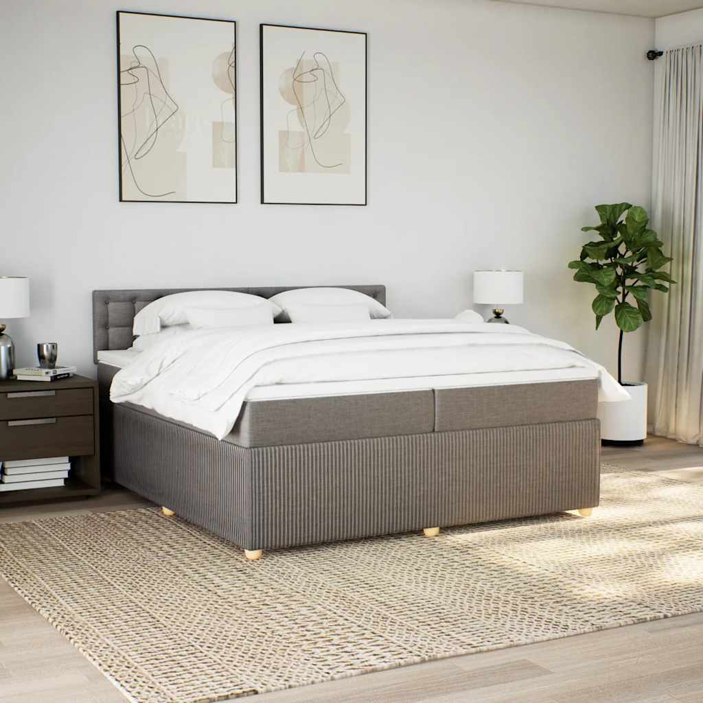 vidaXL Boxspring met matras stof taupe 200x200 cm, foto 2
