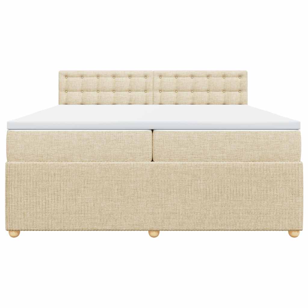 vidaXL Boxspring met matras stof crèmekleurig 200x200 cm, foto 4