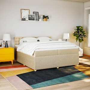Box spring postel s matrací krémová 200x200 cm textil - obrázek 3