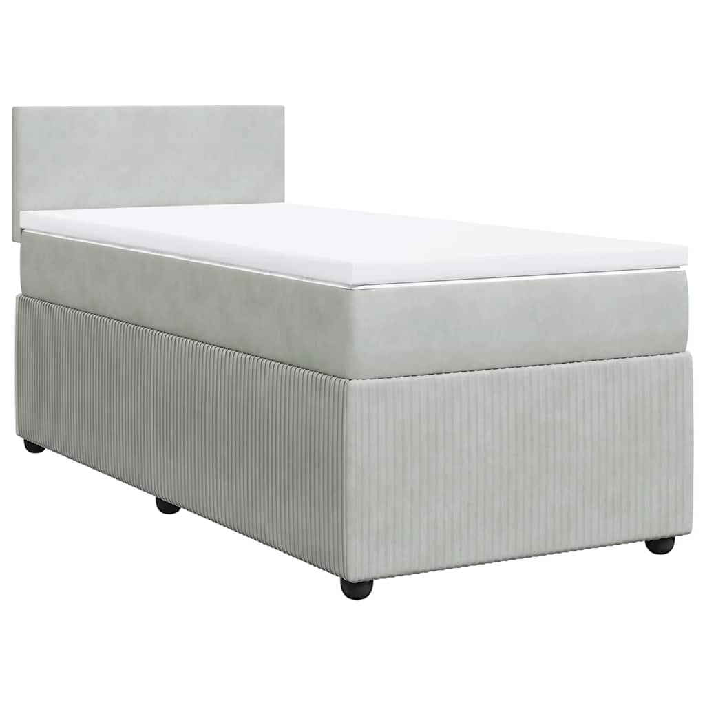 vidaXL Boxspring met matras fluweel lichtgrijs 80x200 cm grijs, foto 3