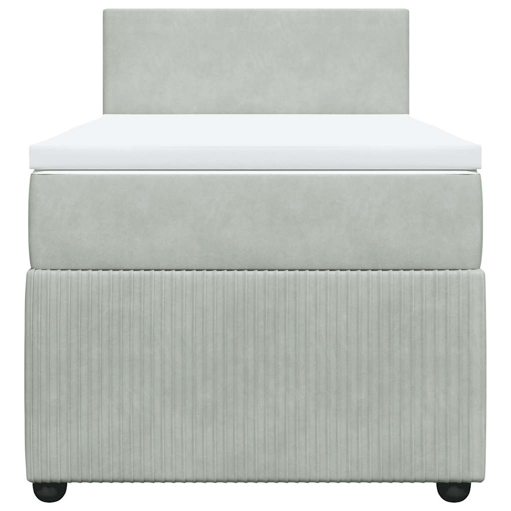 vidaXL Boxspring met matras fluweel lichtgrijs 80x200 cm grijs, foto 4
