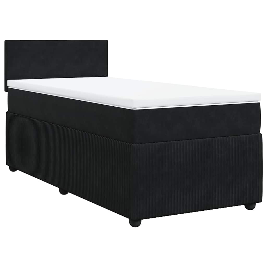 vidaXL Pat box spring cu saltea, negru, 80x200 cm, catifea