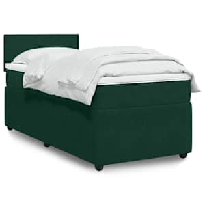 Box spring postelja z vzmetnico temno zelena 80x200 cm žamet