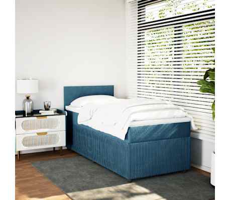 vidaXL Cama box spring con colch&oacute;n terciopelo azul oscuro 80x200 cm