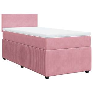 Box spring postel s matrací růžová 80 x 200 cm samet - obrázek 2