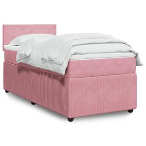 Box spring postelja z vzmetnico roza 80x200 cm žamet