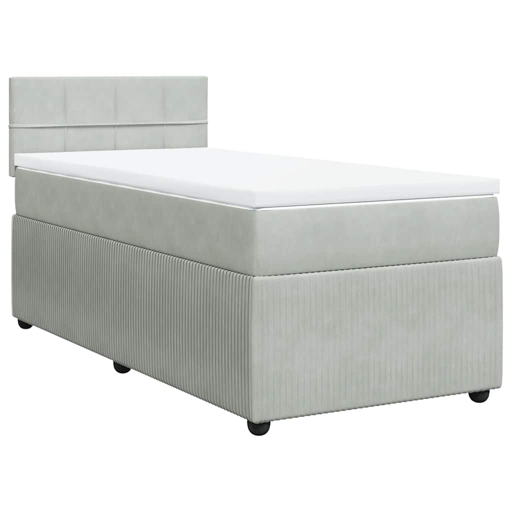 vidaXL Boxspring met matras fluweel lichtgrijs 80x200 cm grijs, foto 3