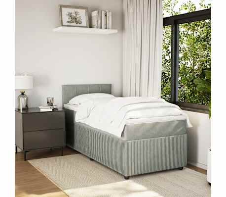 vidaXL Sommier &agrave; lattes de lit et matelas Gris clair 80x200 cm Velours