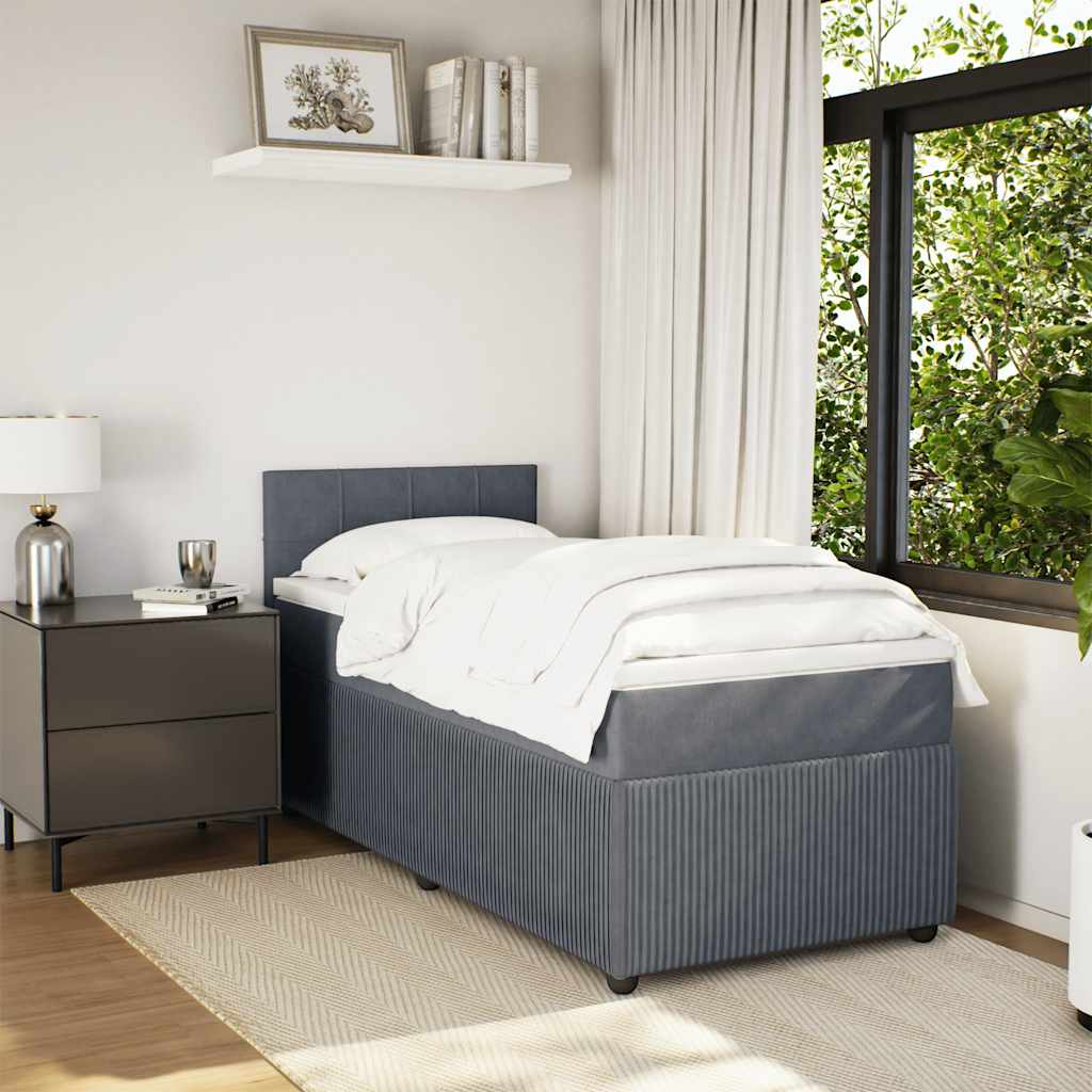 vidaXL Boxspring met matras fluweel donkergrijs 80x200 cm afbeelding