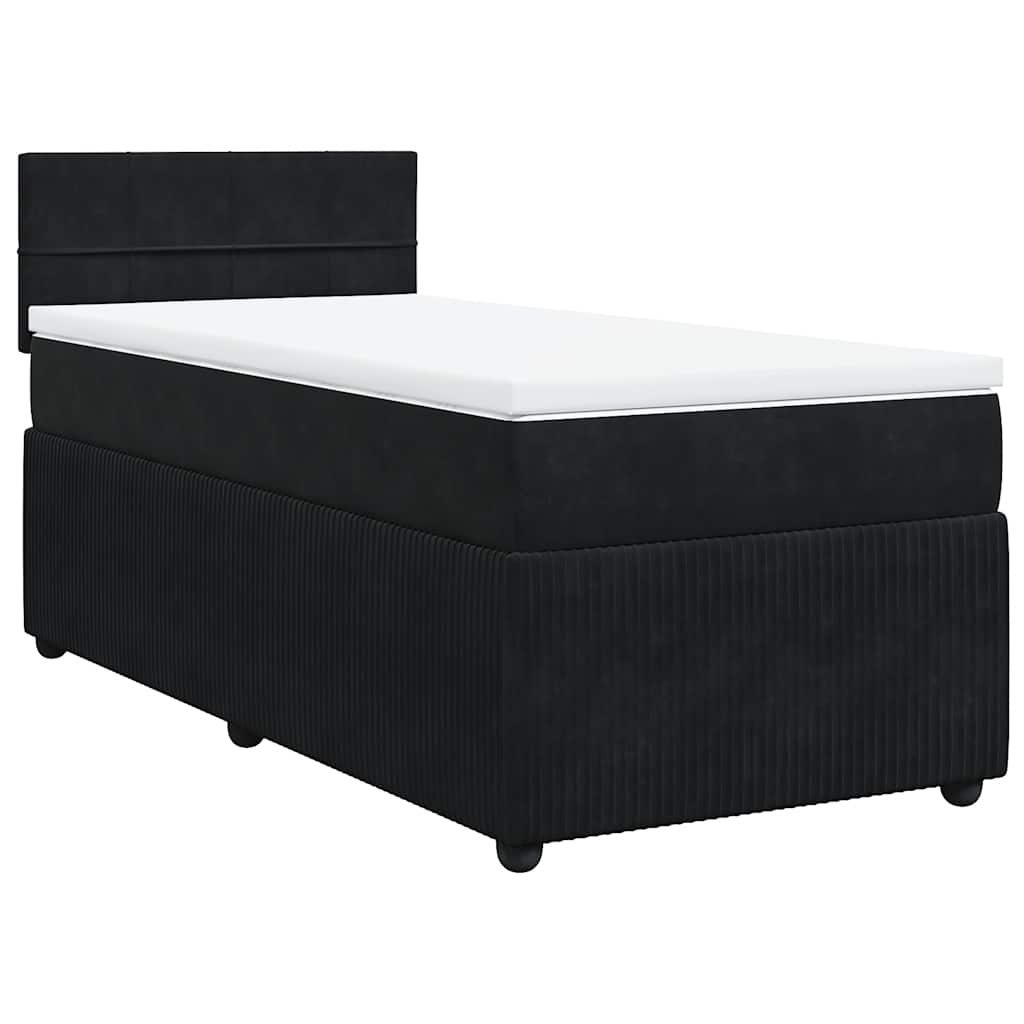 vidaXL Pat box spring cu saltea, negru, 80x200 cm, catifea