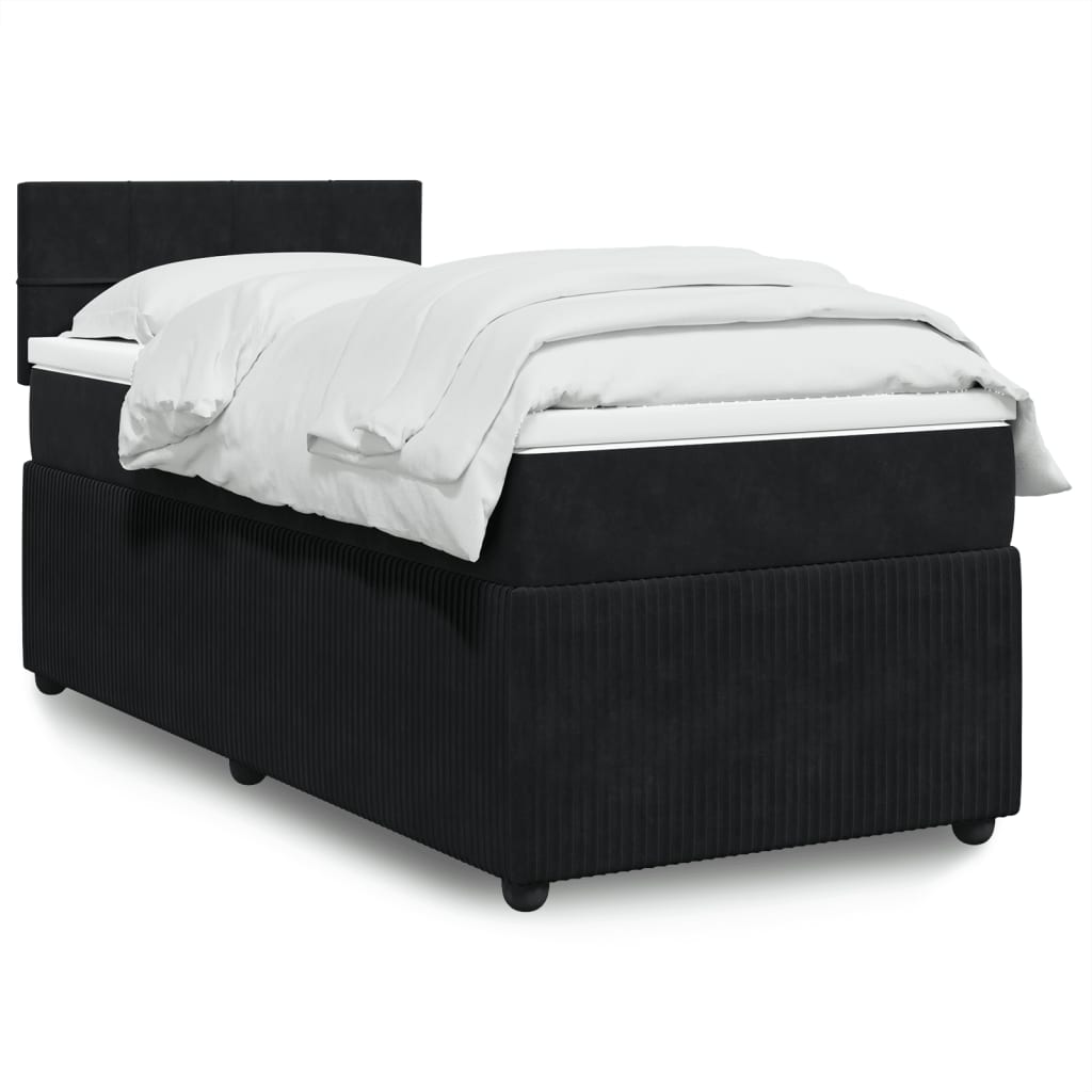 vidaXL Boxspringbett mit Matratze Schwarz 80x200 cm Samt