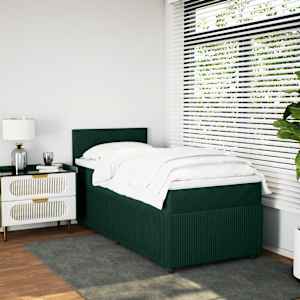 Box spring postel s matrací tmavě zelená 80 x 200 cm samet - obrázek 3