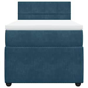 Box spring postel s matrací modrá 80 x 200 cm samet - obrázek 4